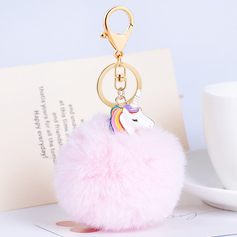 Wholesale Plush Pendant Creative Unicorn Fashion Metal Keychains
